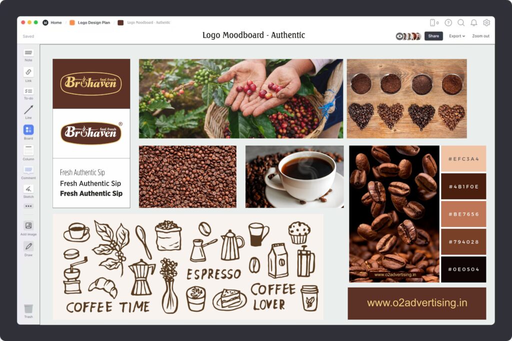 Moodboard for Coffee Client of O2 Advertising